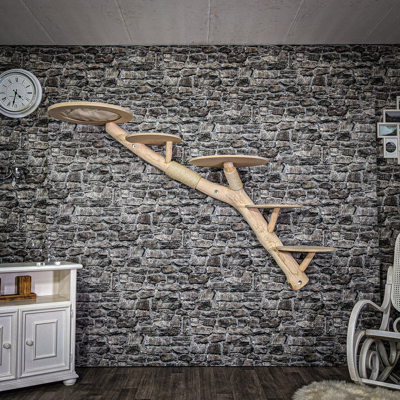 Wandkratzbaum 200 cm lang Naturkratzbaum 2649 Kratzbaum Natur Holz Des DIWORO