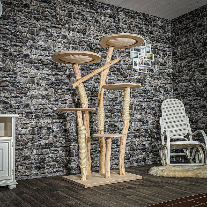 Naturkratzbaum 3882 Kratzbaum Natur Holz Design 172 cm hoch Katzenbaum