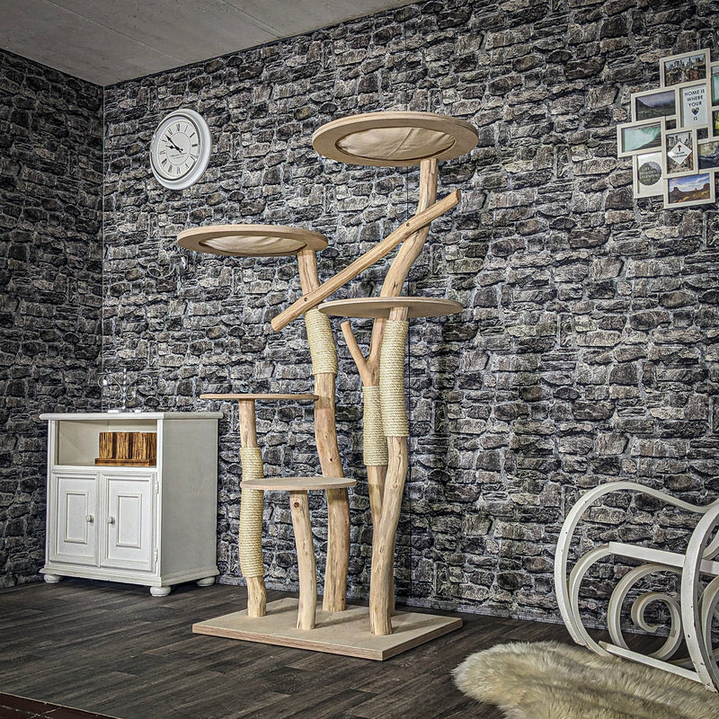 Naturkratzbaum 3882 Kratzbaum Natur Holz Design 172 cm hoch Katzenbaum