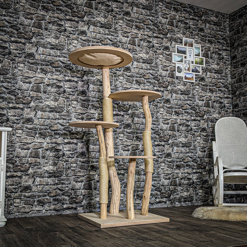 Naturkratzbaum 3884 Kratzbaum Natur Holz Design 145 cm hoch Katzenbaum