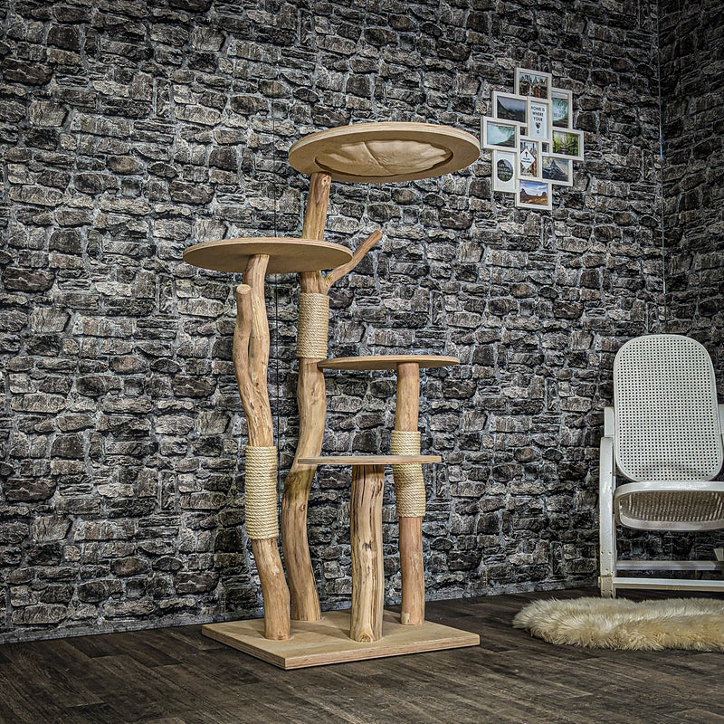 Naturkratzbaum 3947 Kratzbaum Natur Holz Design 145 cm hoch Katzenbaum