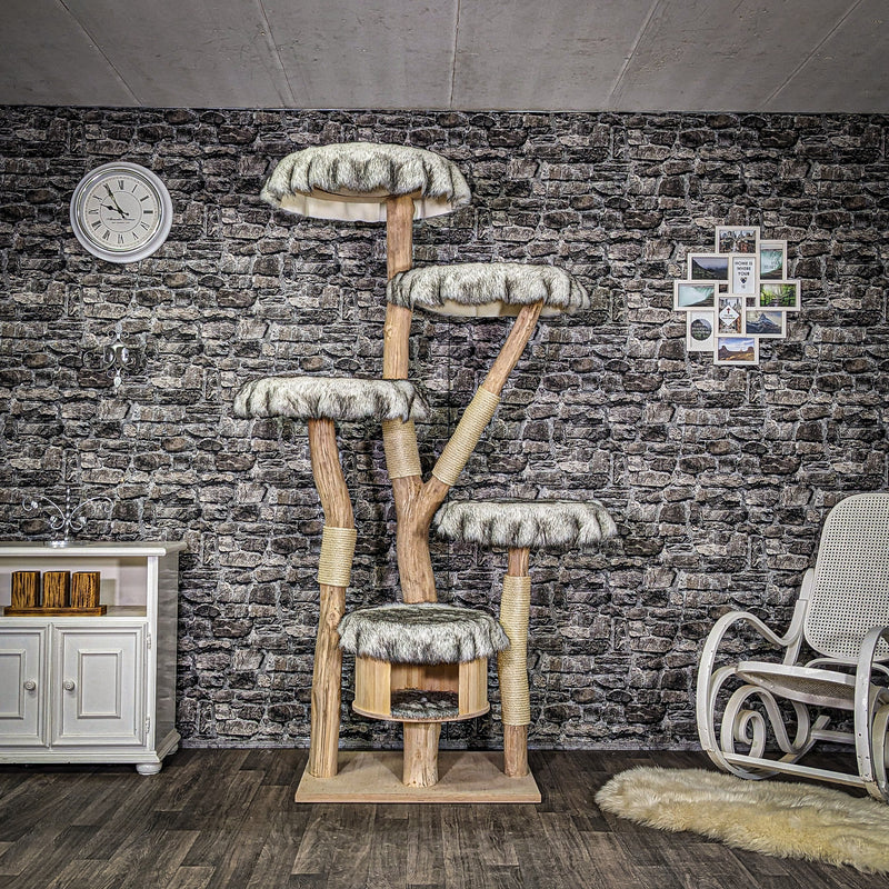 Naturkratzbaum 3950 Kratzbaum Natur Holz Design 205 cm hoch Katzenbaum