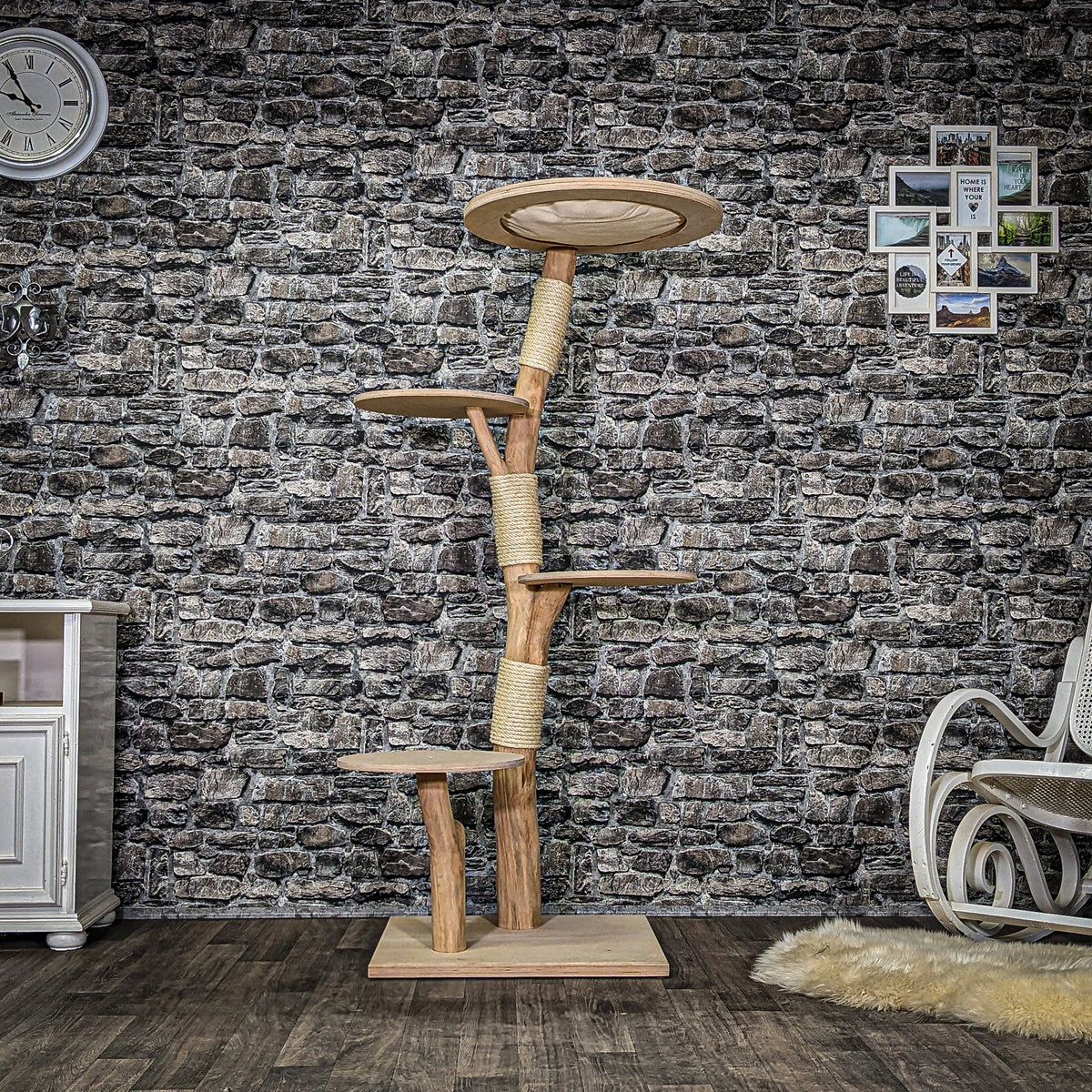 Naturkratzbaum 3954 Kratzbaum Natur Holz Design 165 cm hoch Katzenbaum ...