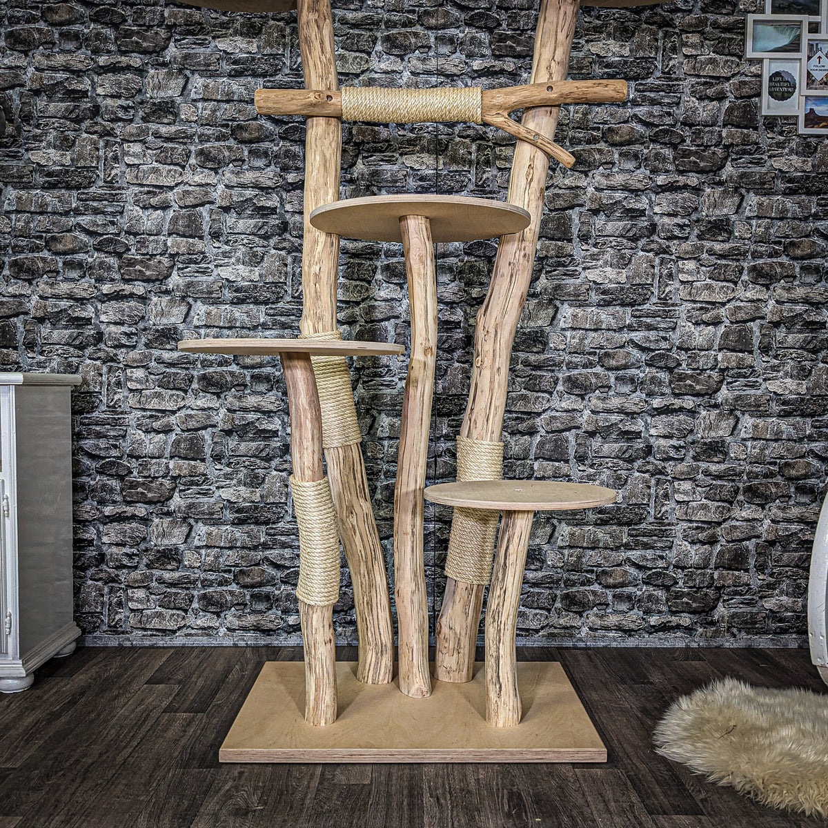 Naturkratzbaum 3955 Kratzbaum Natur Holz Design 170 cm hoch Katzenbaum