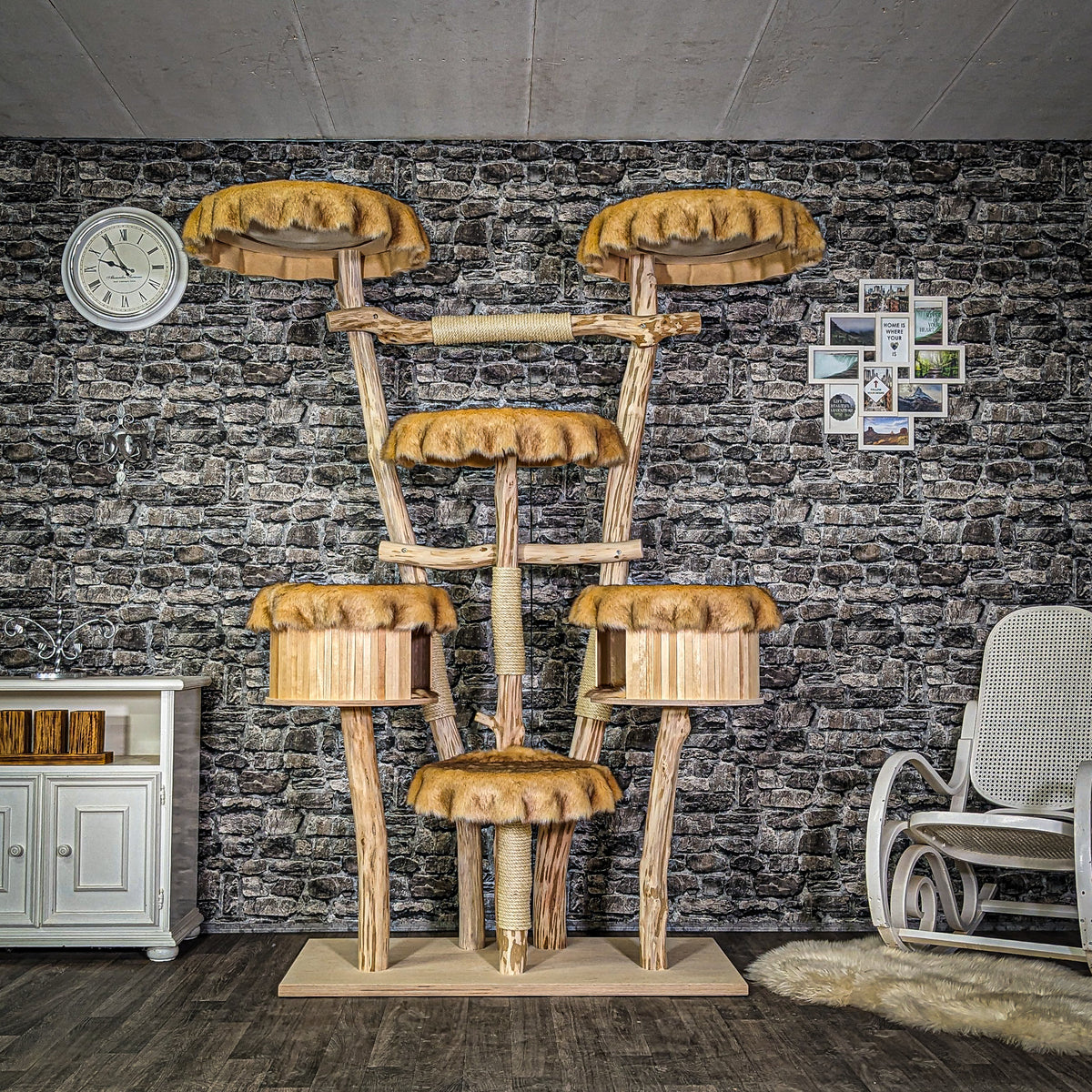 Naturkratzbaum 3980 Kratzbaum Natur Holz Design 205 cm hoch Katzenbaum