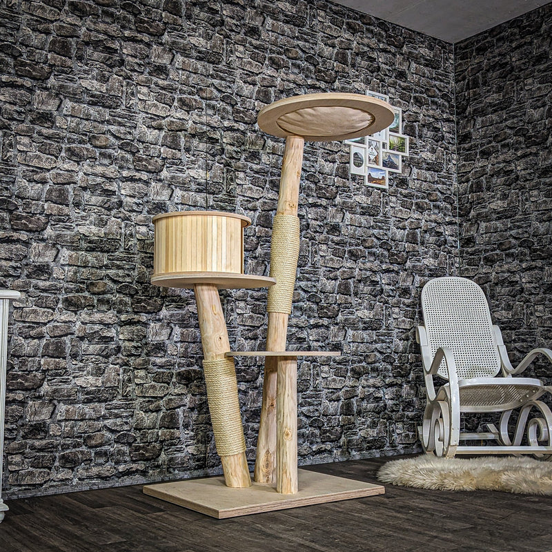 Naturkratzbaum C0042 Kratzbaum Natur Holz Design 157 cm hoch Katzenbaum