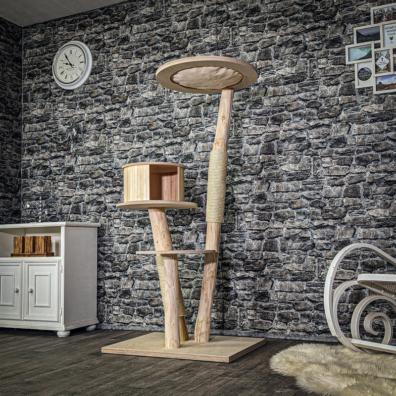 Naturkratzbaum C0042 Kratzbaum Natur Holz Design 157 cm hoch Katzenbaum