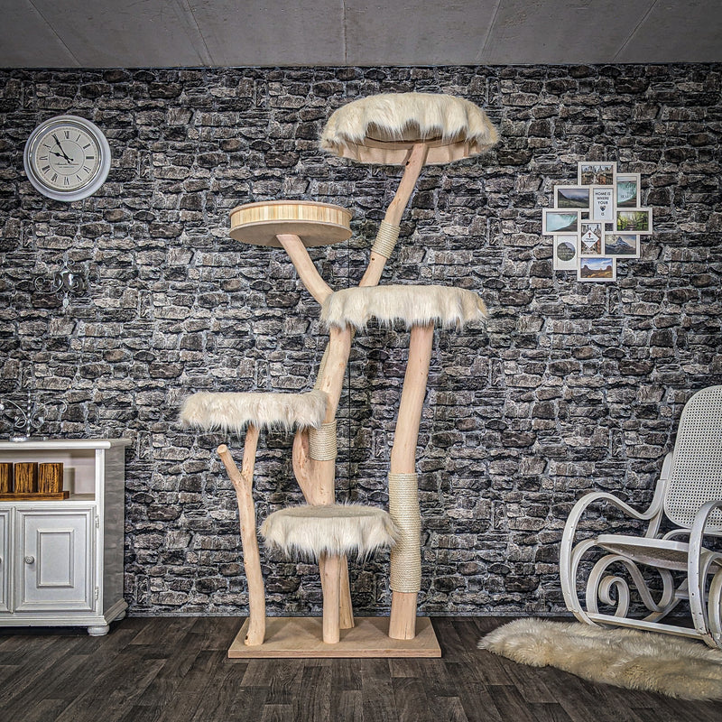 Naturkratzbaum 4005 Kratzbaum Natur Holz Design 205 cm hoch Katzenbaum