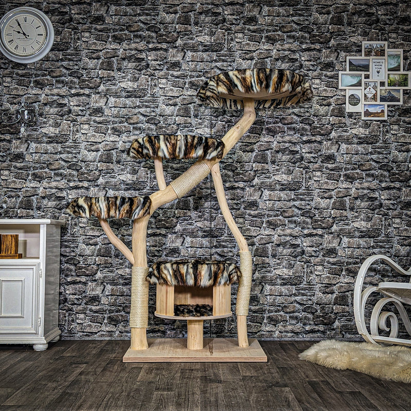 RESERVIERT - Naturkratzbaum 4009 Kratzbaum Natur Holz Design 160 cm hoch Katzenbaum