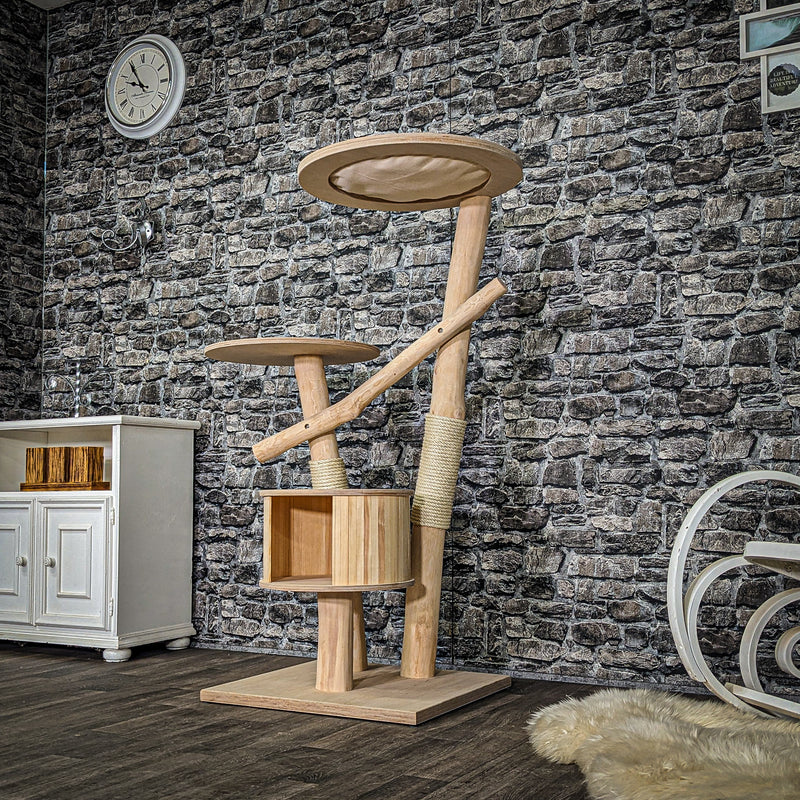 Naturkratzbaum 4014 Kratzbaum Natur Holz Design 140 cm hoch Katzenbaum