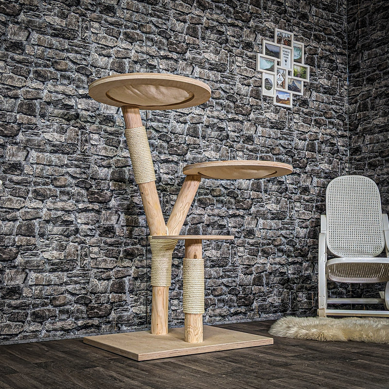 RESERVIERT - Naturkratzbaum 4022 Kratzbaum Natur Holz Design 120 cm hoch Katzenbaum