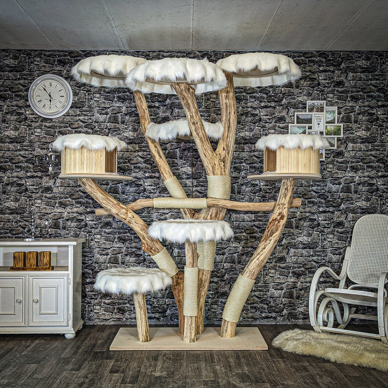 RESERVIERT - Naturkratzbaum 4074 Kratzbaum Natur Holz Design 220 cm hoch Katzenbaum