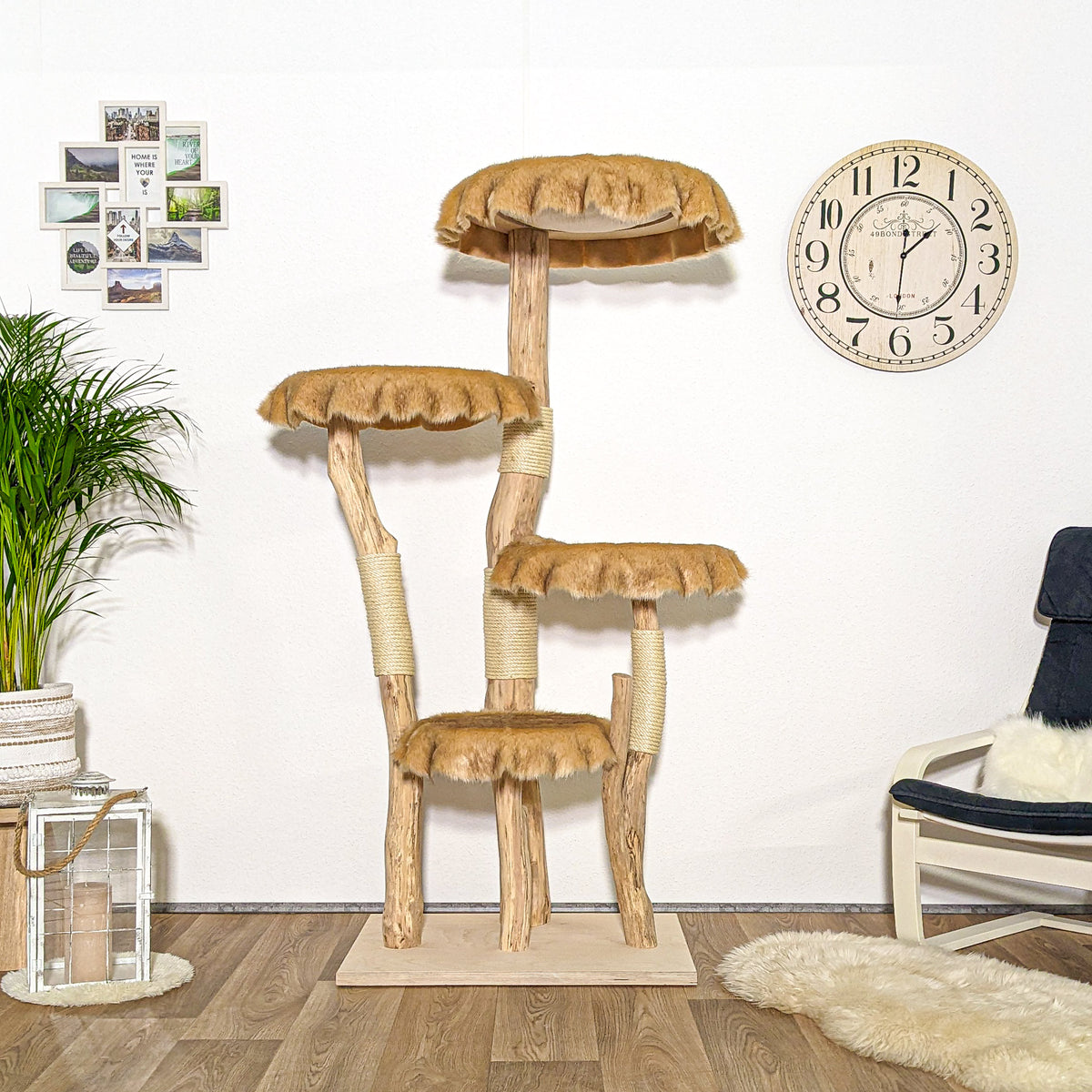 Naturkratzbaum 4122 Kratzbaum Natur Holz Design 175 cm hoch Katzenbaum