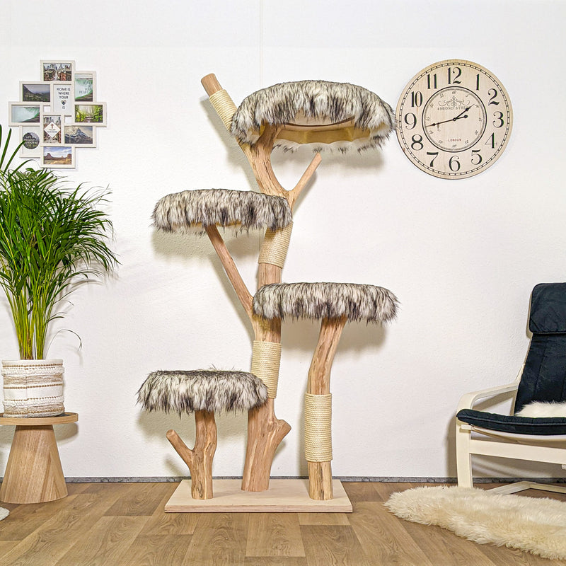 Naturkratzbaum 4198 Kratzbaum Natur Holz Design 195 cm hoch Katzenbaum