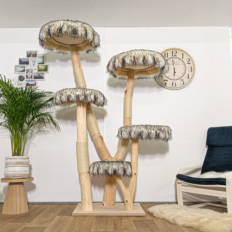 Naturkratzbaum 4261 Kratzbaum Natur Holz Design 205 cm hoch Katzenbaum