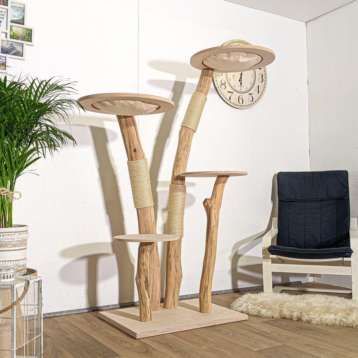 Naturkratzbaum 4356 Kratzbaum Natur Holz Design 175 cm hoch Katzenbaum