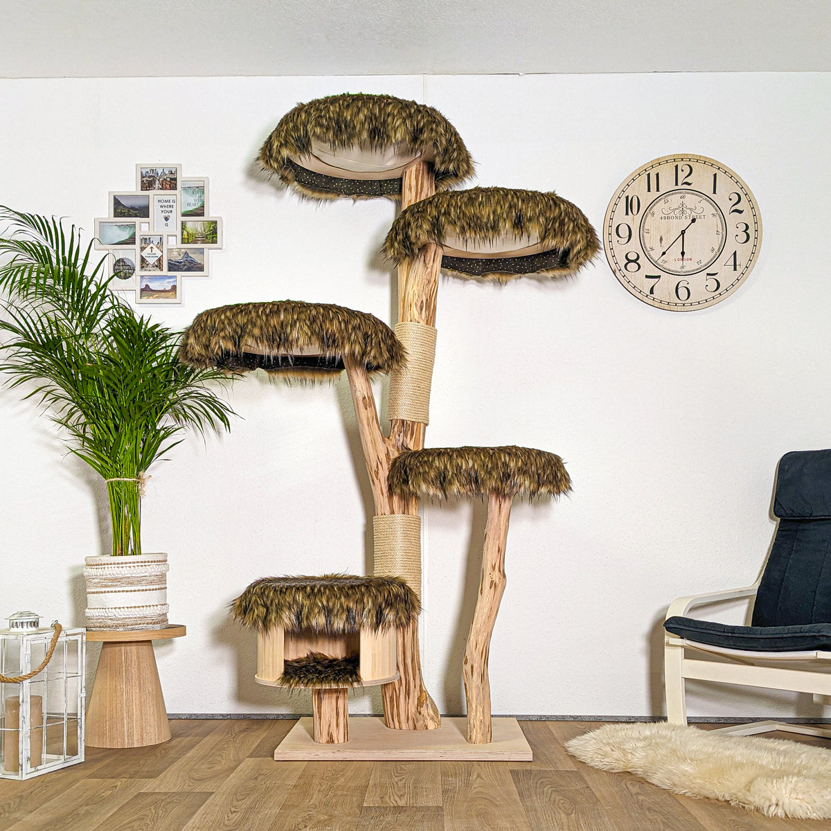 Naturkratzbaum 4394 Kratzbaum Natur Holz Design 205 cm hoch Katzenbaum
