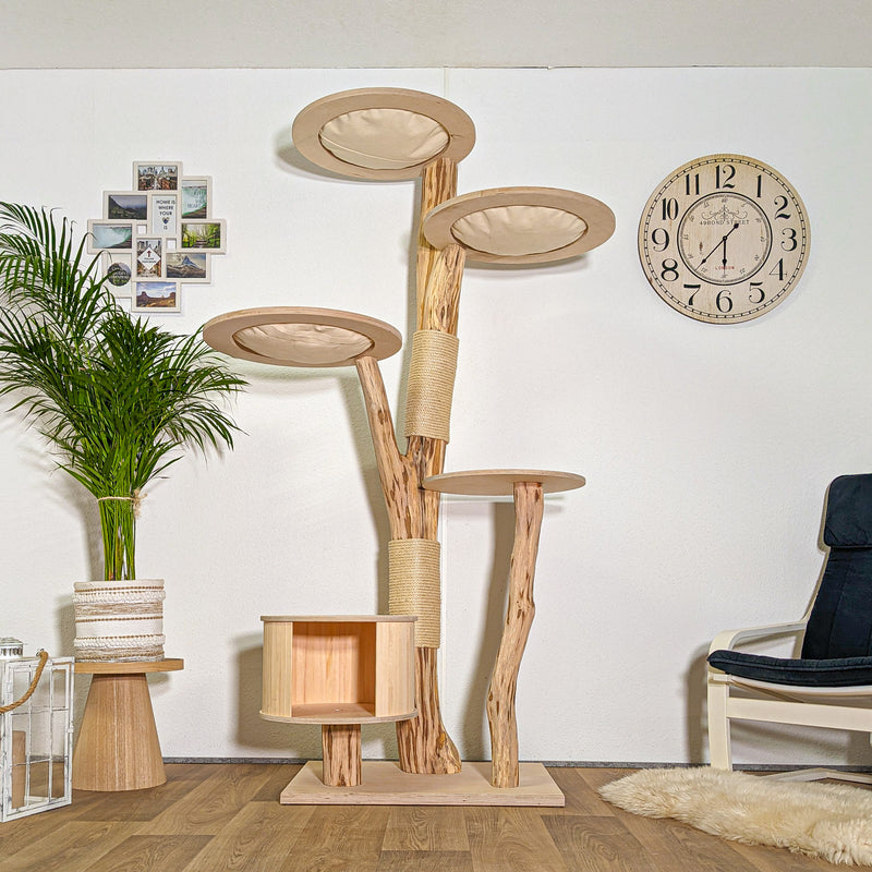 Naturkratzbaum 4394 Kratzbaum Natur Holz Design 205 cm hoch Katzenbaum