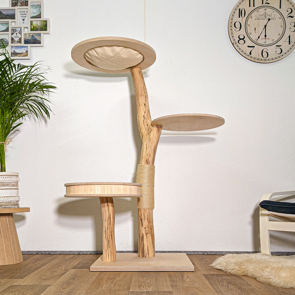 Naturkratzbaum 4414 Kratzbaum Natur Holz Design 144 cm hoch Katzenbaum ...