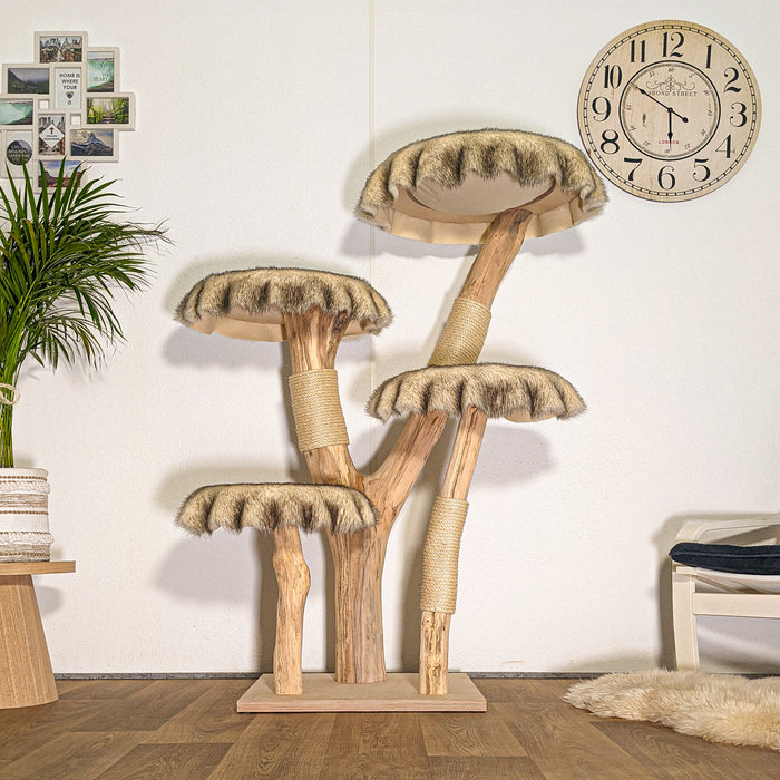 Naturkratzbaum 4485 Kratzbaum Natur Holz Design 145 cm hoch Katzenbaum