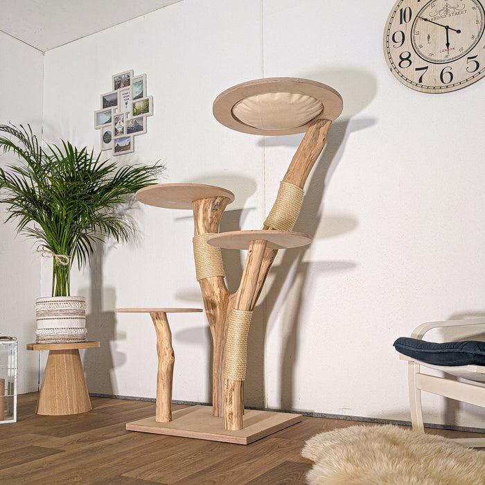 Naturkratzbaum 4485 Kratzbaum Natur Holz Design 145 cm hoch Katzenbaum