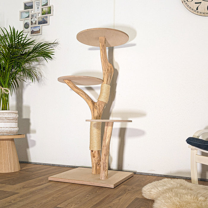 Naturkratzbaum 4486 Kratzbaum Natur Holz Design 135 cm hoch Katzenbaum