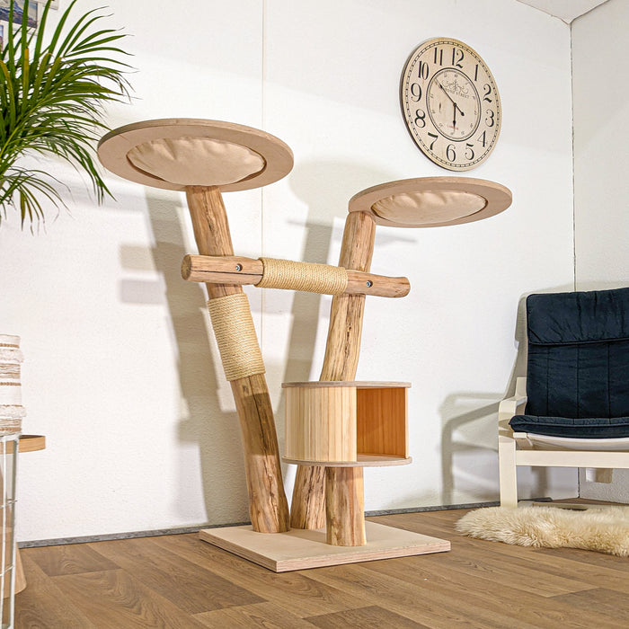 Naturkratzbaum 4488 Kratzbaum Natur Holz Design 120 cm hoch Katzenbaum