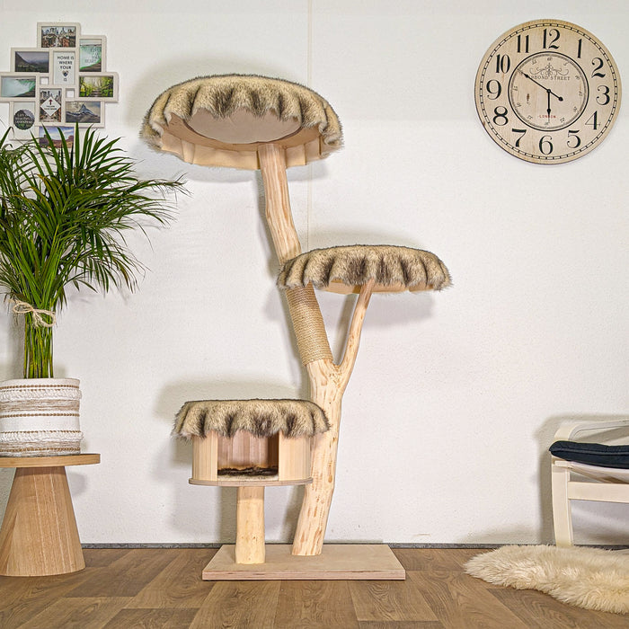 Naturkratzbaum 4490 Kratzbaum Natur Holz Design 155 cm hoch Katzenbaum