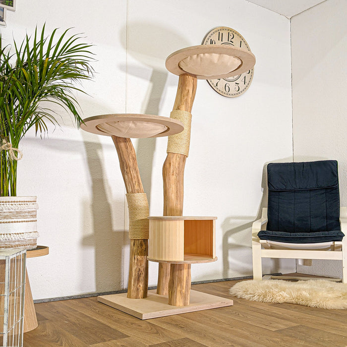Naturkratzbaum 4491 Kratzbaum Natur Holz Design 153 cm hoch Katzenbaum