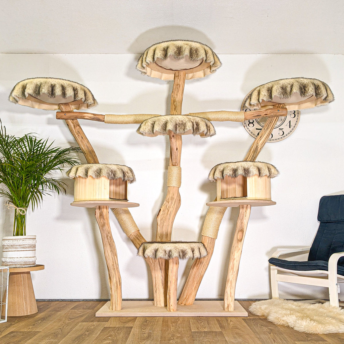 Naturkratzbaum 4497 Kratzbaum Natur Holz Design 210 cm hoch Katzenbaum