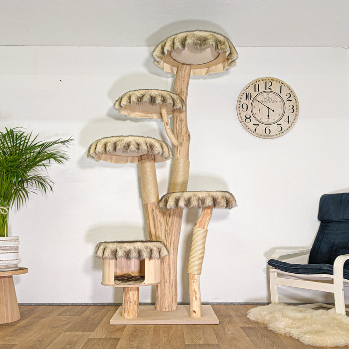 Naturkratzbaum 4498 Kratzbaum Natur Holz Design 215 cm hoch Katzenbaum