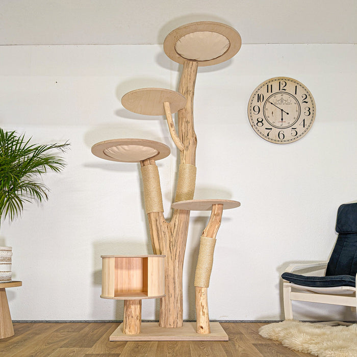 Naturkratzbaum 4498 Kratzbaum Natur Holz Design 215 cm hoch Katzenbaum