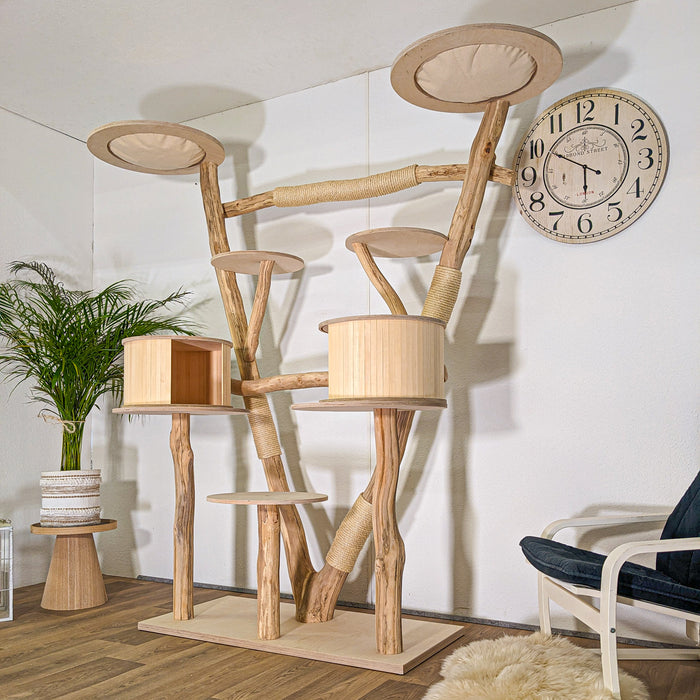 Naturkratzbaum 4499 Kratzbaum Natur Holz Design 205 cm hoch Katzenbaum