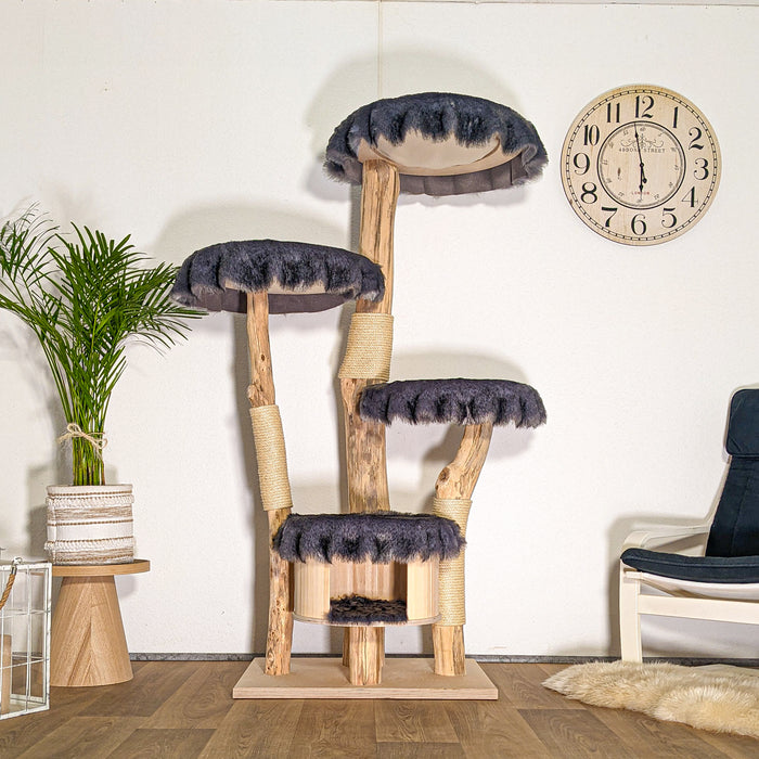 Naturkratzbaum 4501 Kratzbaum Natur Holz Design 175 cm hoch Katzenbaum
