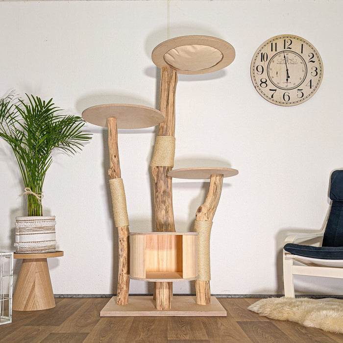 Naturkratzbaum 4501 Kratzbaum Natur Holz Design 175 cm hoch Katzenbaum