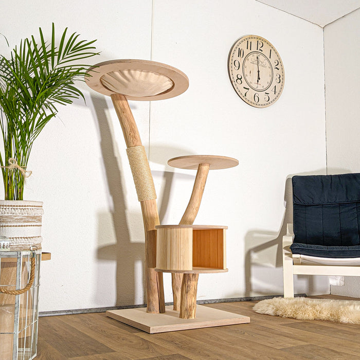 Naturkratzbaum 4503 Kratzbaum Natur Holz Design 135 cm hoch Katzenbaum