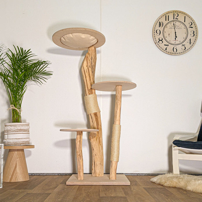 RESERVIERT - Naturkratzbaum 4505 Kratzbaum Natur Holz Design 155 cm hoch Katzenbaum