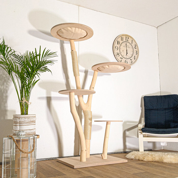 Naturkratzbaum 4506 Kratzbaum Natur Holz Design 175 cm hoch Katzenbaum