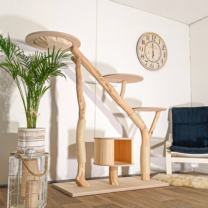 Naturkratzbaum 4507 Kratzbaum Natur Holz Design 157 cm hoch Katzenbaum