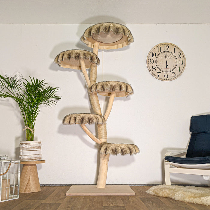 Naturkratzbaum 4508 Kratzbaum Natur Holz Design 205 cm hoch Katzenbaum