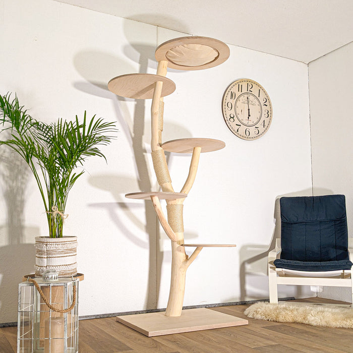 Naturkratzbaum 4508 Kratzbaum Natur Holz Design 205 cm hoch Katzenbaum