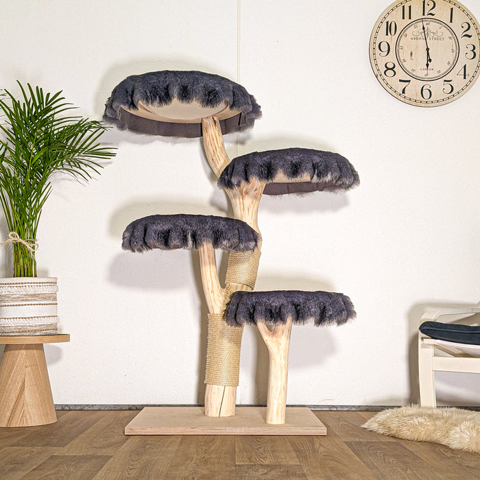 Naturkratzbaum 4509 Kratzbaum Natur Holz Design 144 cm hoch Katzenbaum
