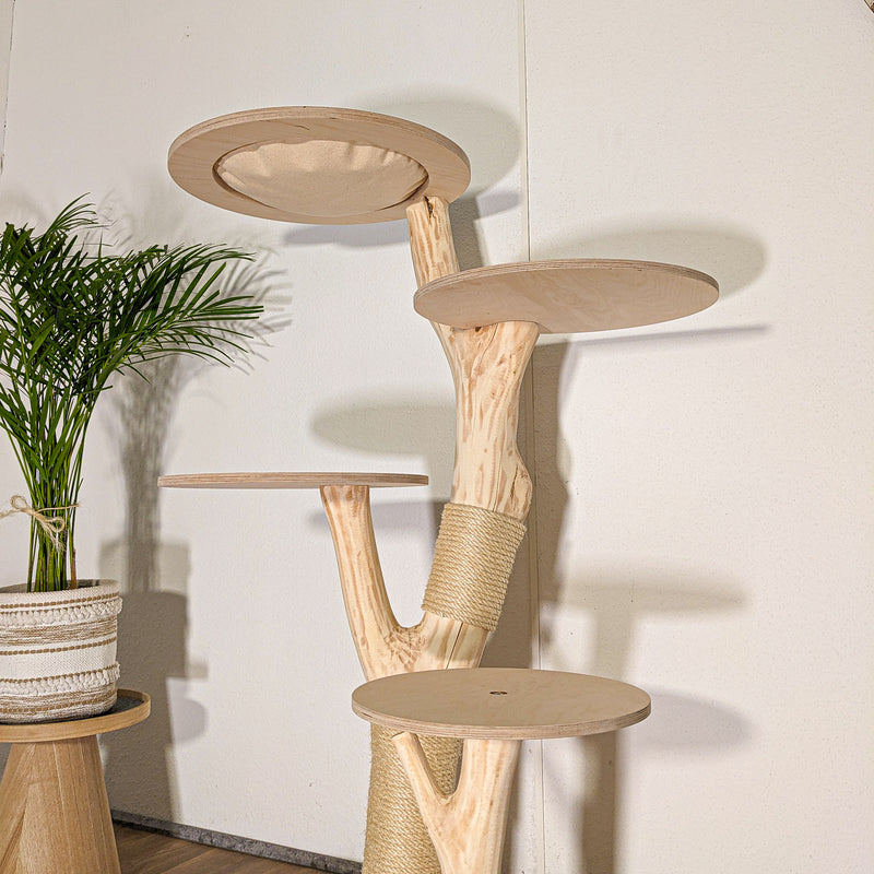 Naturkratzbaum 4509 Kratzbaum Natur Holz Design 144 cm hoch Katzenbaum