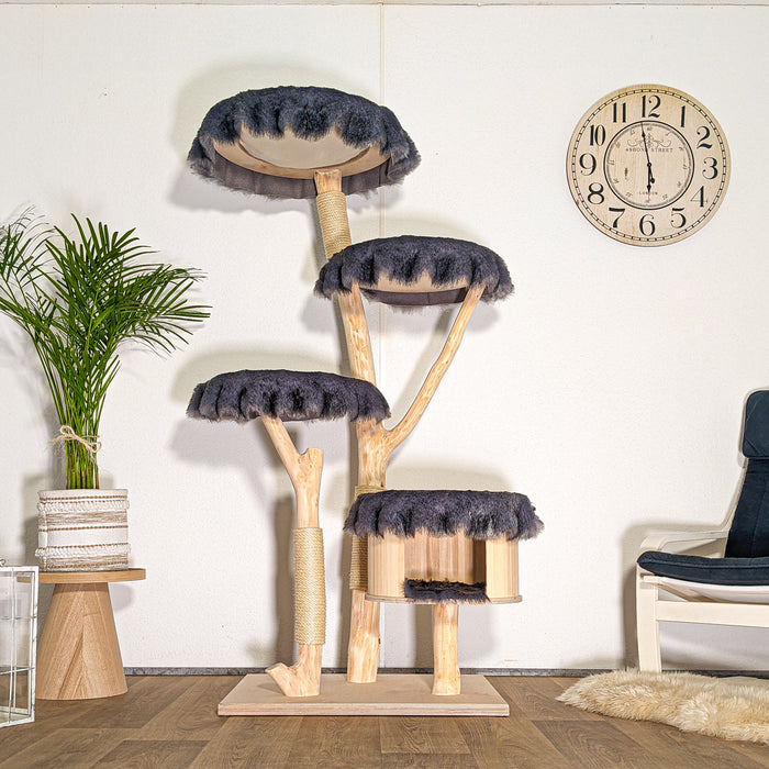 Naturkratzbaum 4510 Kratzbaum Natur Holz Design 175 cm hoch Katzenbaum