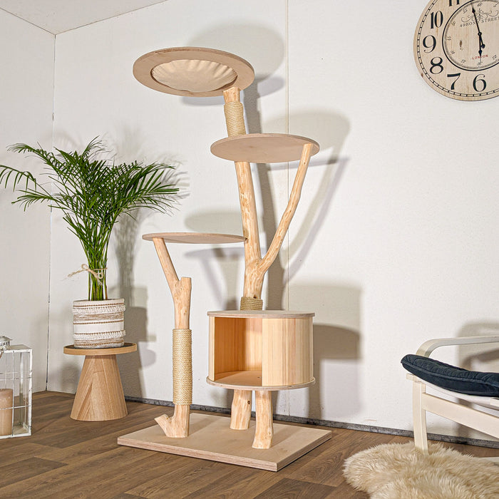 Naturkratzbaum 4510 Kratzbaum Natur Holz Design 175 cm hoch Katzenbaum