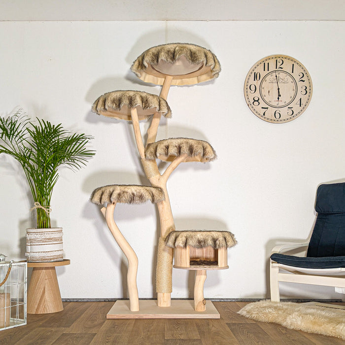 Naturkratzbaum 4512 Kratzbaum Natur Holz Design 193 cm hoch Katzenbaum