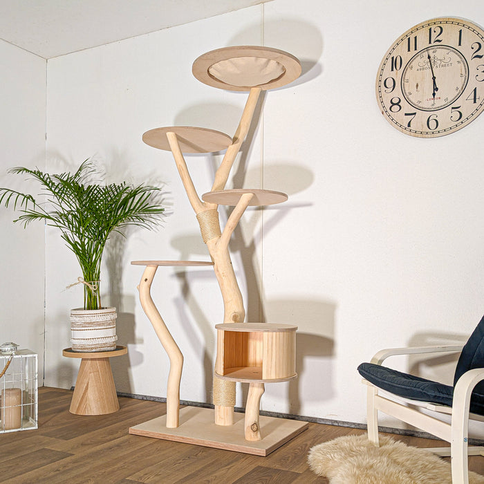 Naturkratzbaum 4512 Kratzbaum Natur Holz Design 193 cm hoch Katzenbaum