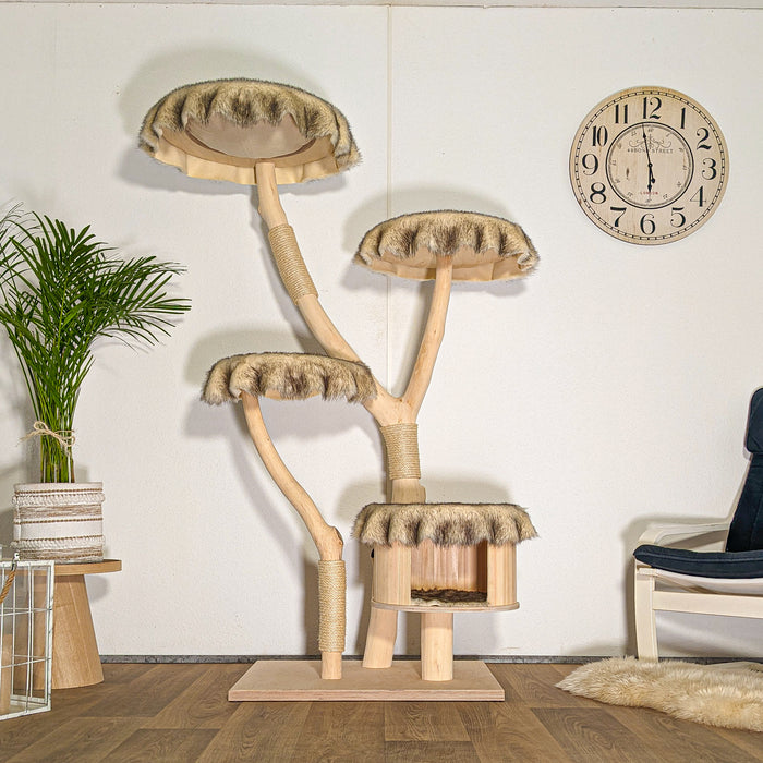 Naturkratzbaum 4516 Kratzbaum Natur Holz Design 177 cm hoch Katzenbaum