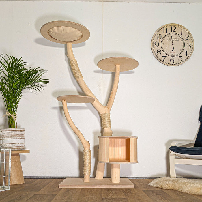 Naturkratzbaum 4516 Kratzbaum Natur Holz Design 177 cm hoch Katzenbaum