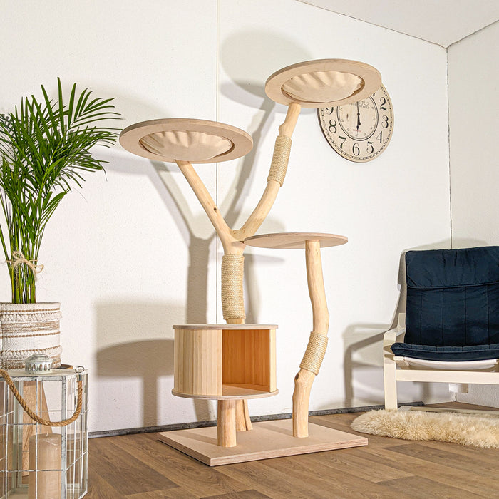 Naturkratzbaum 4517 Kratzbaum Natur Holz Design 175 cm hoch Katzenbaum